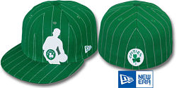 NEW ERA CELTICS NBA SILHOUTTED PINSTRIPE FITTED CAP