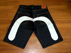 EVISU BRUSH JEAN SHORTS - WHITE