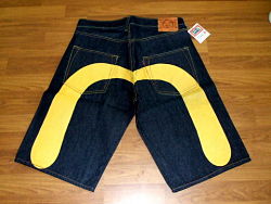 EVISU BRUSH JEAN SHORTS